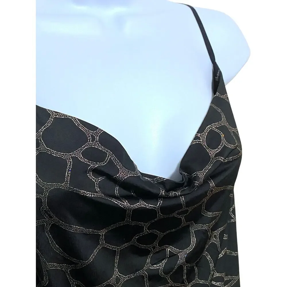 Bluebell Y2K Slinky Slip Dress L Cowl Neck Asymmetrical HOCO Mob Wife Grunge - Picture 2 of 7